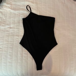 American threads single strap black bodysuit